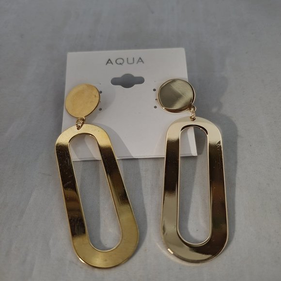 Aqua gold statement dangle earring - Picture 5 of 6